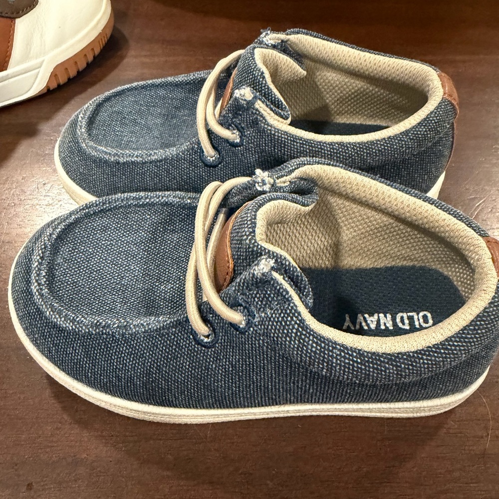 Old Navy Denim-Style Blue Kids Lace-Up Sneakers with Cream Laces